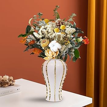 食器 ex Amazon.com: XIJIXILI Ginger Jar 18 inch White and Gold Vase